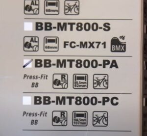 Bezeichnungen und Größen verschiedener Kurbellager von Shimano